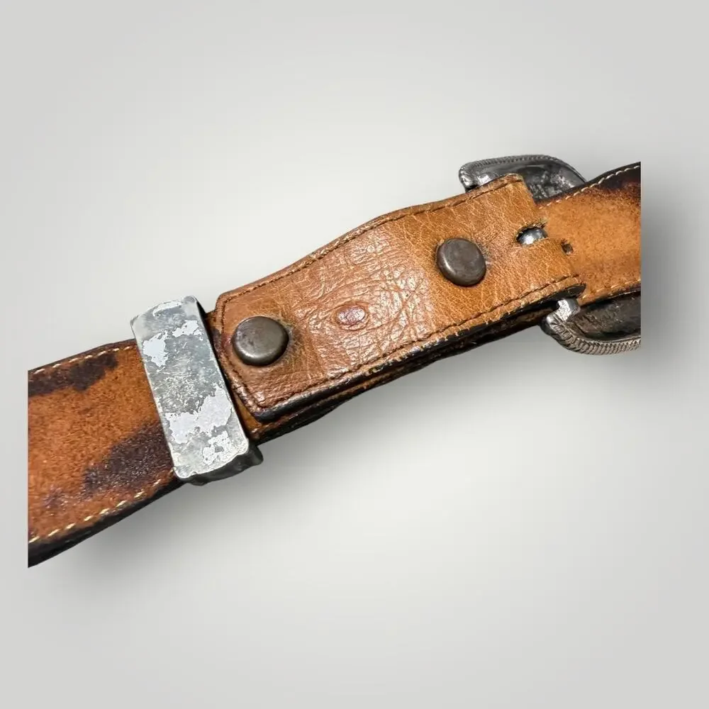VTG TONY LAMA buckle belt brown leather western cowboy Size 36